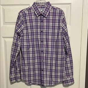 Express Men's Casual Purple Checkered Shirt